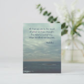 Carte Postale Citation de la plage de Bouddha de pensée positive (Debout devant)