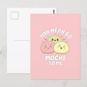 Carte Postale Citation de l'amour rose pastel de nourriture Moch