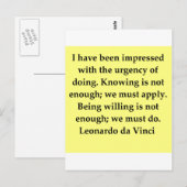 Carte Postale citation de leonardo da vinci (Devant / Derrière)