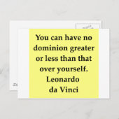 Carte Postale citation de leonardo da vinci (Devant / Derrière)
