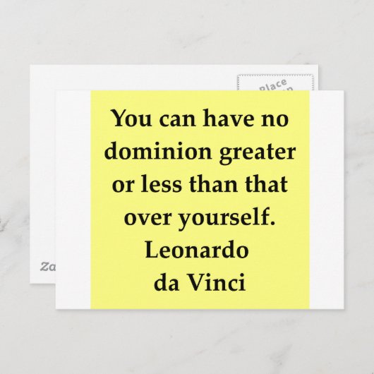 Carte Postale citation de leonardo da vinci (Devant / Derrière)