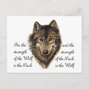 Carte Postale Citation de loup et de pack - Collection d'animaux
