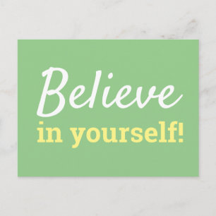 Carte Postale Citation de motivation Croyez en Vous-même Vert Bl