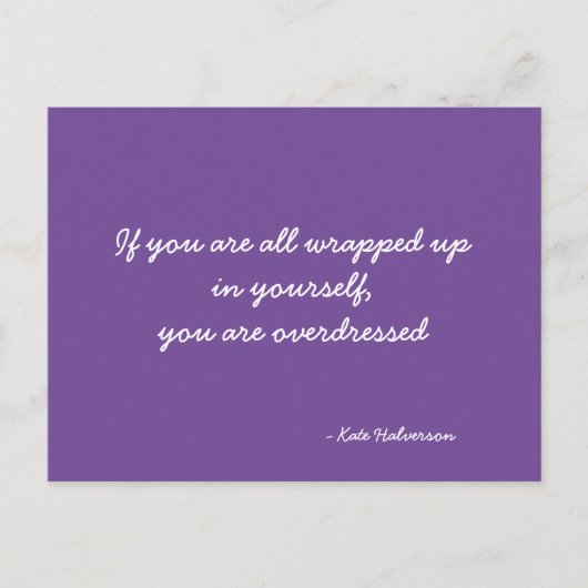 Carte Postale Citation de narcissisme violet et blanc (Devant)