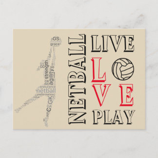 Carte Postale Citation de Netball Inspirational Live Love Play