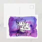 Carte Postale Citation de Noël Aquarelle Purple Letters (Devant / Derrière)