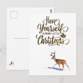 Carte Postale Citation de Noël avec design rétro de renne (Devant / Derrière)