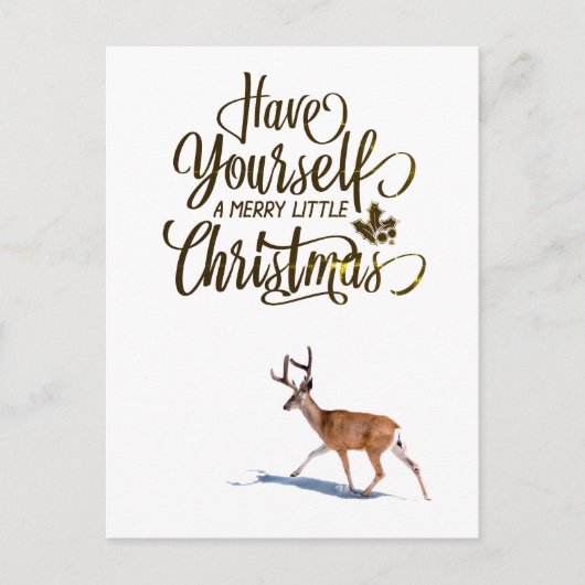 Carte Postale Citation de Noël avec design rétro de renne (Devant)