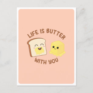 Carte Postale Citation de nourriture pun Kawaii Beurre Pain Amou