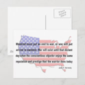 Carte Postale Citation de paix JFK (Devant / Derrière)