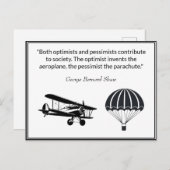 Carte Postale Citation de parachute d'avion George Bernard Shaw (Devant / Derrière)