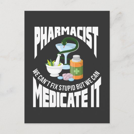 Carte Postale Citation de profession pharmaciste Médecine Humour (Devant)