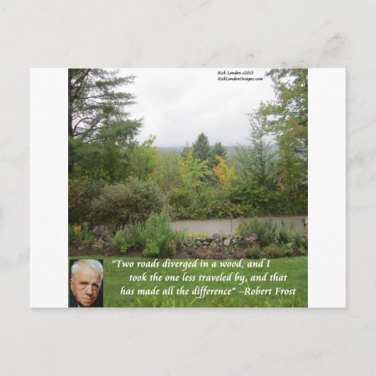 Carte Postale Citation de Robert Frost Wisdom "Road Less Travell (Devant)