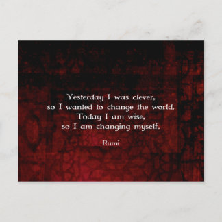 Carte Postale Citation De Rumi Sisdom Sur Le Changement Et La Pr