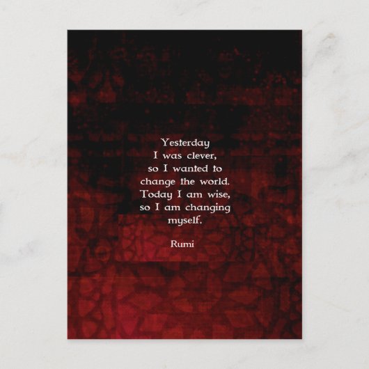 Carte Postale Citation De Rumi Sisdom Sur Le Changement Et La Pr (Devant)