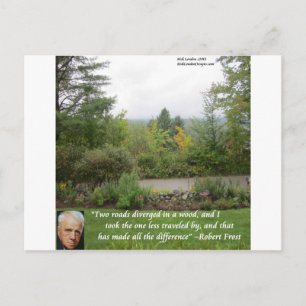 Carte Postale Citation de sagesse de Robert Frost "La route moin