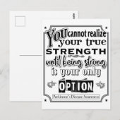 Carte Postale Citation de sensibilisation/force à la maladie de (Devant / Derrière)