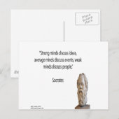 Carte Postale Citation de Socrate et de "grands esprits" célèbre (Devant / Derrière)