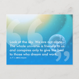 Carte Postale Citation de succès APJ Abdul Kalam