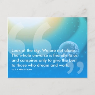 Carte Postale Citation de succès d'APJ Abdul Kalam