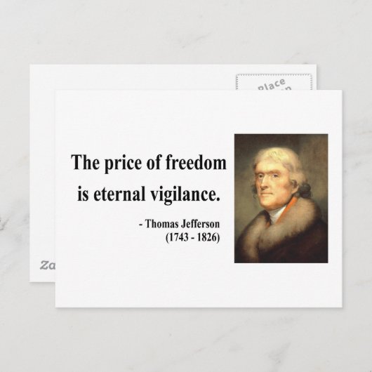 Carte Postale Citation de Thomas Jefferson 2c (Devant / Derrière)