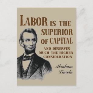 Carte Postale Citation de travail Abraham Lincoln