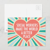 Carte Postale Citation de travail social inspirationnel Coeur Co (Devant / Derrière)