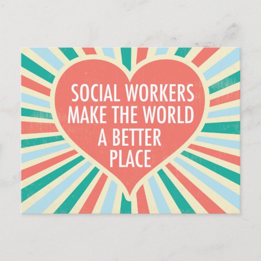 Carte Postale Citation de travail social inspirationnel Coeur Co (Devant)