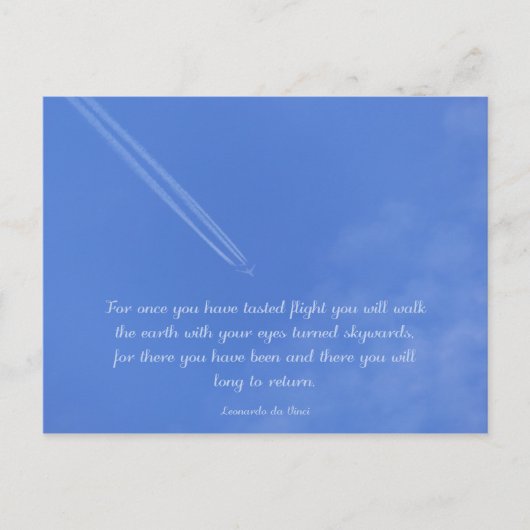 Carte Postale Citation de vol inspirant Da Vinci (Devant)