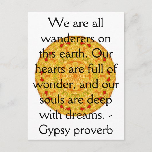 Carte Postale Citation de voyage de Gypsy Proverb (Devant)