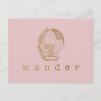 Citation de voyage et Globe en Blush et Gold