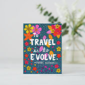 Carte Postale Citation de voyage pour la typographie des fleurs  (Debout devant)