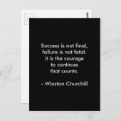 Carte Postale Citation de Winston Churchill ; Succès (Devant / Derrière)