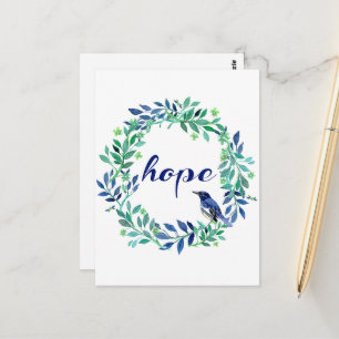 Carte Postale Citation De Wreath And Bird "Hope"