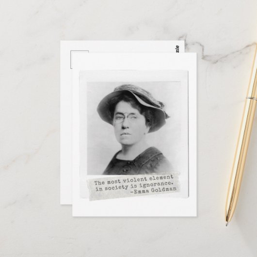 Carte Postale Citation d'Emma Goldman - Ignorance - Activisme fé (Devant/Arrière en situation)