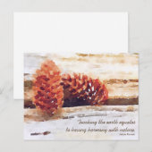 Carte Postale Citation d'encouragement aux cônes de pin aquarell (Devant / Derrière)