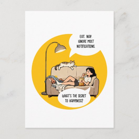 Carte Postale Citation d'humour de chat drôle Introverti  (Devant)