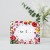 Carte Postale Citation d'inspiration de gratitude Fleur florale (Debout devant)