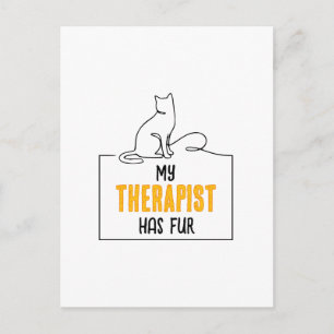 Carte Postale Citation drôle d'amoureux de chat Mon thérapeute a