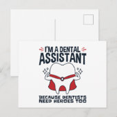 Carte Postale Citation drôle d'assistant dentaire pour héros (Devant / Derrière)
