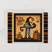 Carte Postale Citation drôle de chaussure de sorcière Halloween (Devant / Derrière)