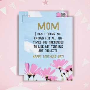 Carte Postale Citation drôle de maman humour fleurs floral Fête