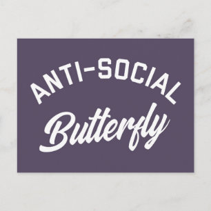 Carte Postale Citation drôle de papillon anti-social