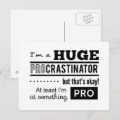 Carte Postale Citation drôle de procrastinateur (Devant / Derrière)
