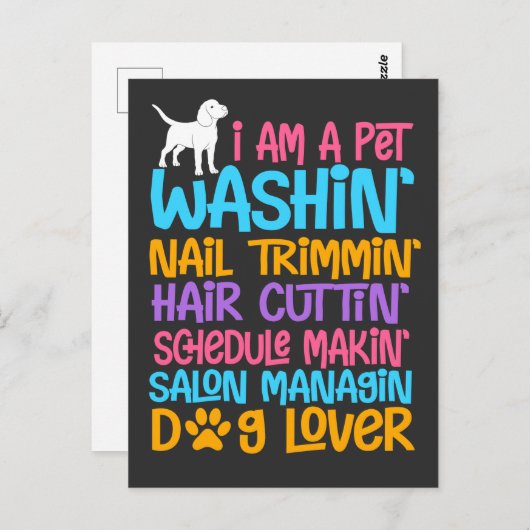 Carte Postale Citation drôle de toiletteur pour chien Animal de (Devant / Derrière)