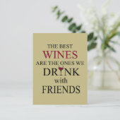 Carte Postale citation drôle de vin pour les amis (Debout devant)