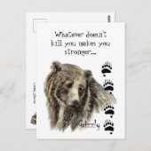 Carte Postale Citation drôle Grizzly Oear Tue-toi Humour (Devant / Derrière)