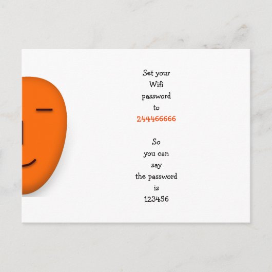 Carte Postale Citation drôle idée créative de mot de passe Wifi (Devant)