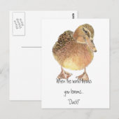 Carte Postale Citation drôle, La vie jette citron, canard, Humou (Devant / Derrière)