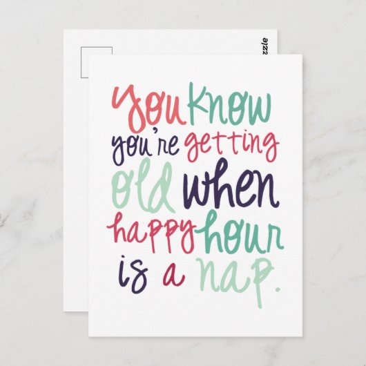 Carte Postale Citation drôle mignonne disant humour en vieilliss (Devant / Derrière)